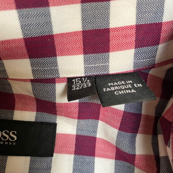Hugo Boss Pink and Magenta checkered dress shirt - Picture 4 of 5
